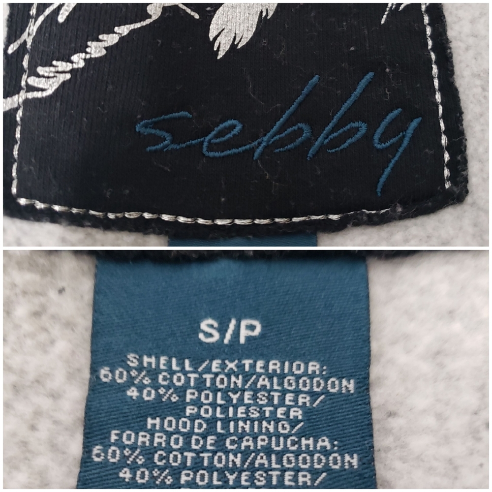 Sebby Gray Zip/Toggle Hooded Jacket Sz S/P - Picture 7 of 8